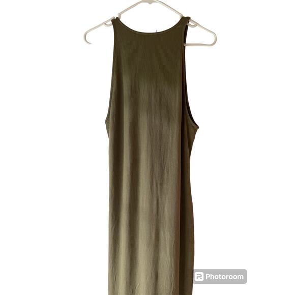 NWT INC X Culpos Bodycon ribbed, army green,‎ halter dress, SZ XL - Picture 3 of 8